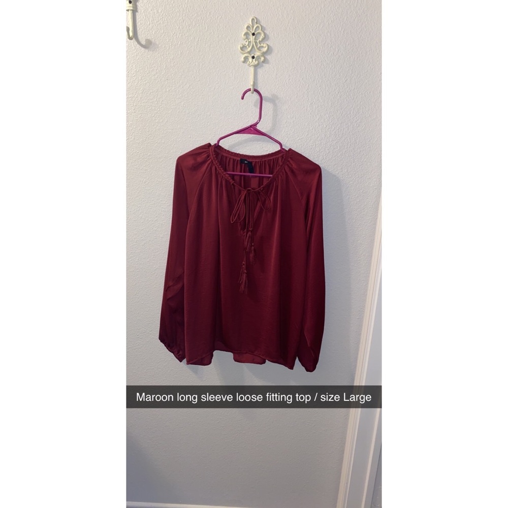 Maroon long sleeve blouse